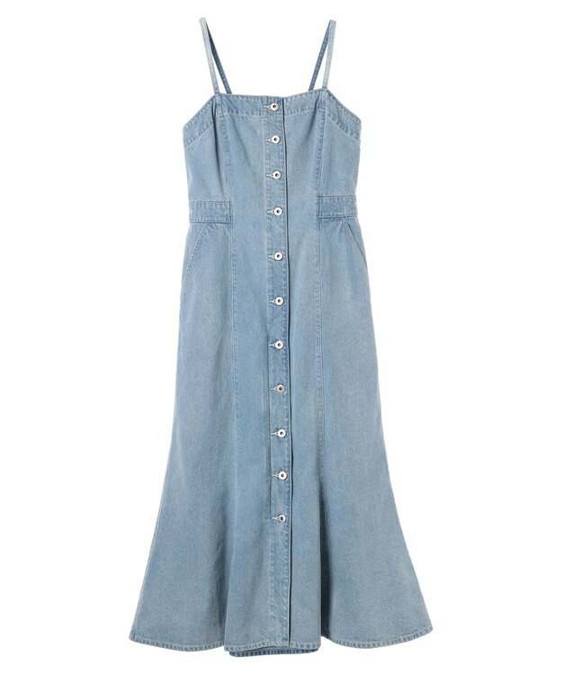 earth music&ecology ボタンキャミデニムワンピース Light Indigo