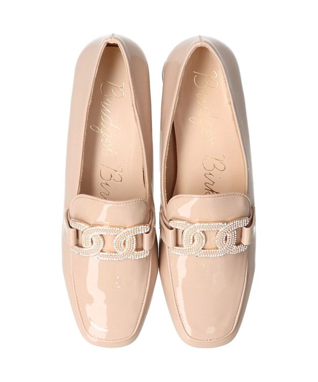 Bridget Birkin 【Bridget Birkin】パールヒールビジューバックルローファー ベージュエナメル