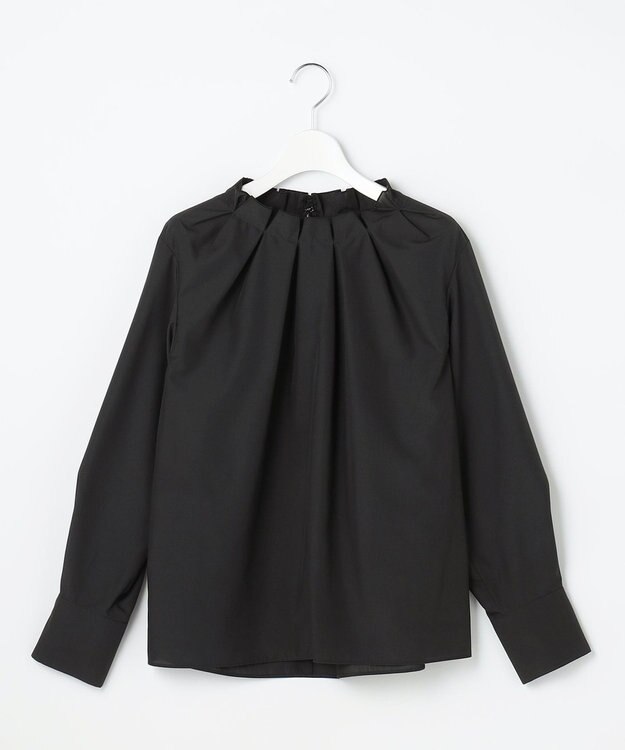 自由区 L 【カタログ掲載】ナチュラルタッチスタンドカラー ブラウス ブラック