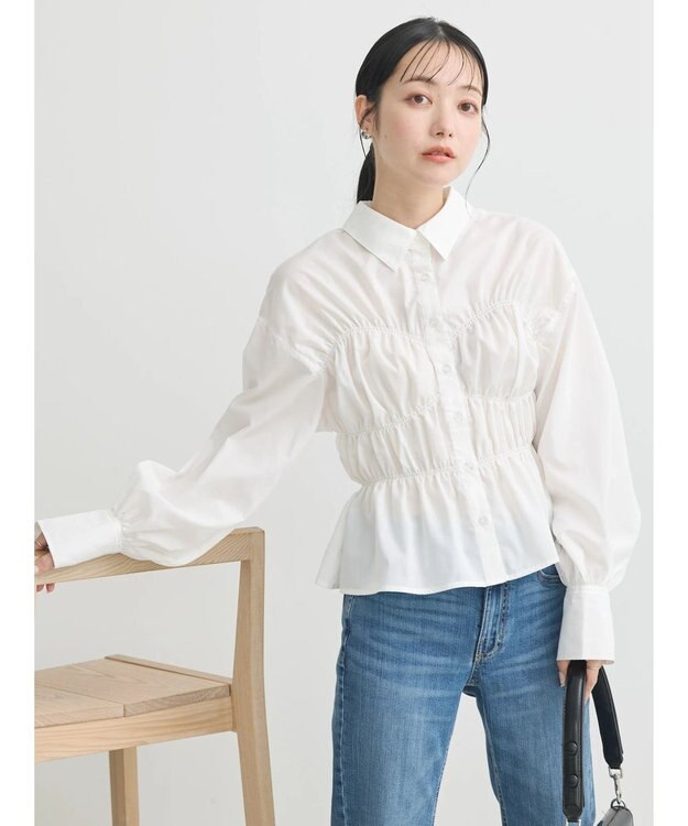 earth music&ecology ビスチェライクシャーリングシャツ White