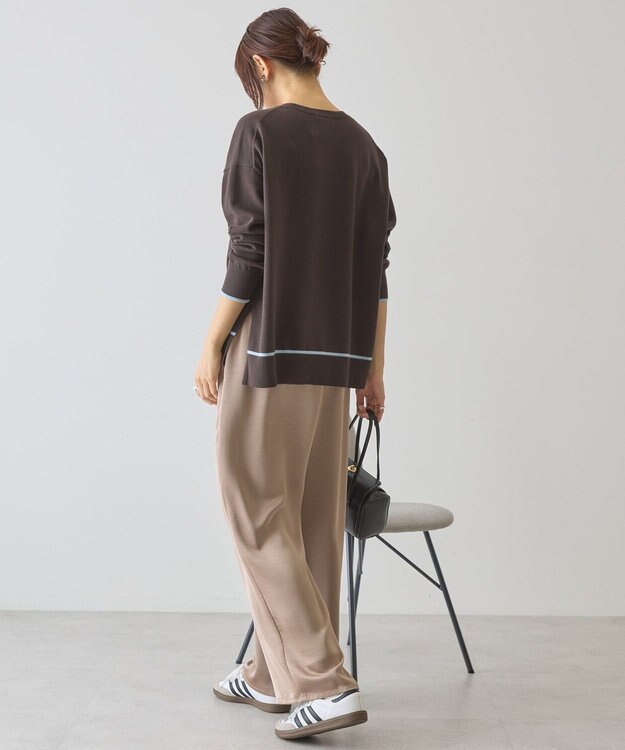 AMERICAN HOLIC バイカラークルーネックニットプルオーバー Brown