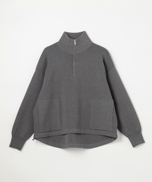ANY L スウェットライクハーフジップニット グレー