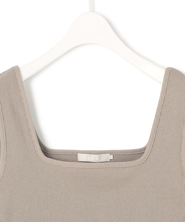 ICB 【WEB限定カラーあり・洗える】 ブロードステッチリブ タンクトップ クリームブラウンラメ系