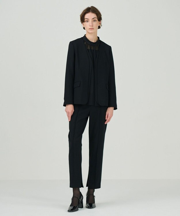 GRACE CONTINENTAL ノーカラーレイヤードジャケット ブラック