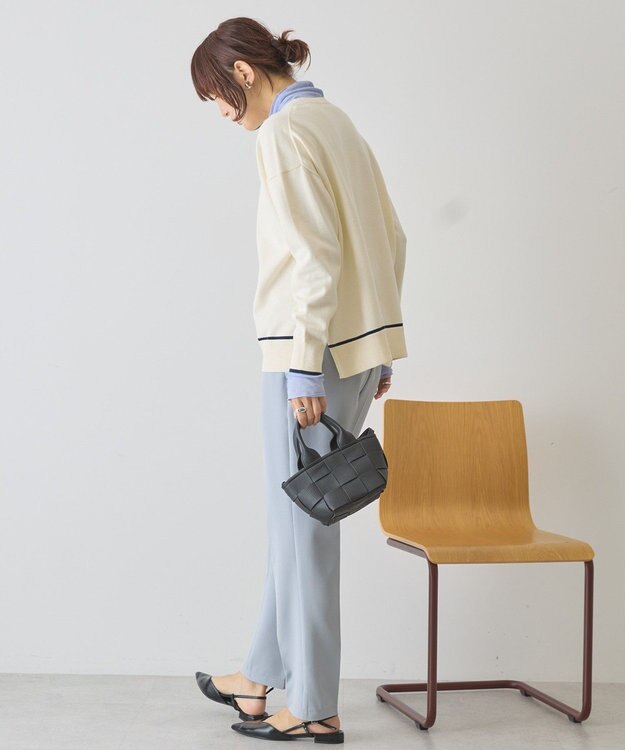 AMERICAN HOLIC バイカラークルーネックニットプルオーバー Ivory