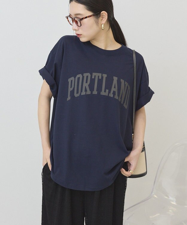 AMERICAN HOLIC PORTLAND裾ラウンドTシャツ Navy