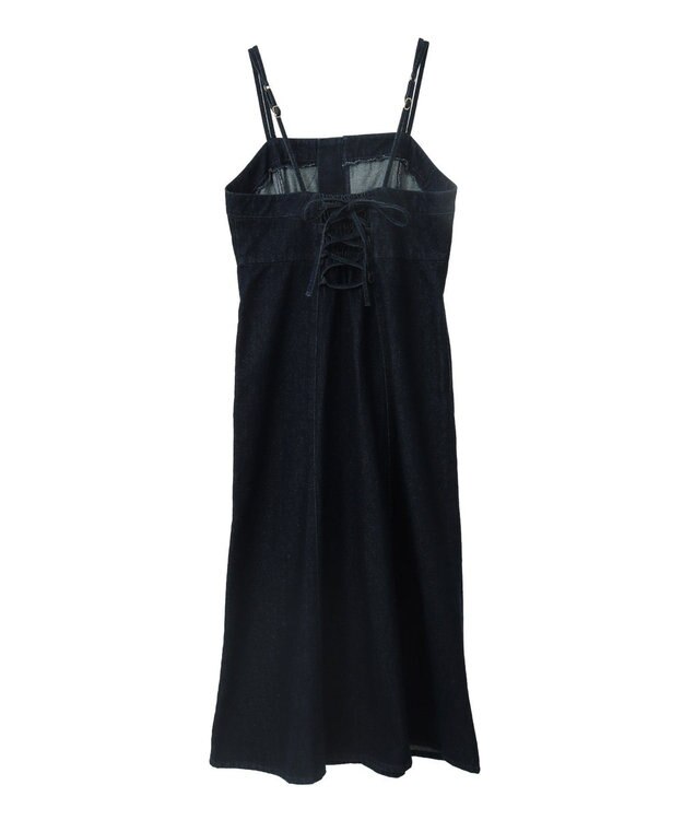 earth music&ecology バックレースアップデニムキャミワンピース Indigo