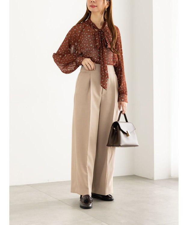 Te chichi パターンアソートシフォンボウタイブラウス《2025Autumn catalog vol.2 item》 ボルドー