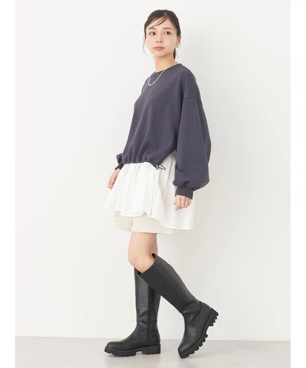 earth music&ecology ダンボールレイヤードチュニック Dark Gray