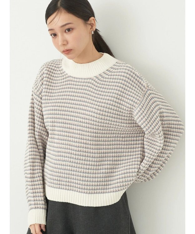 earth music&ecology マットベロアモールプルオーバー Border Pink