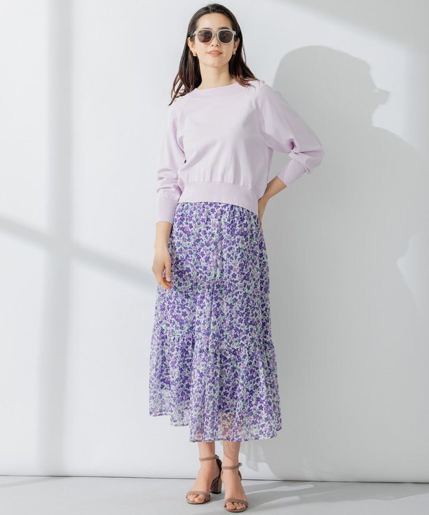 組曲 【23SS】ヴィンテージフラワープリント スカート パープル系5