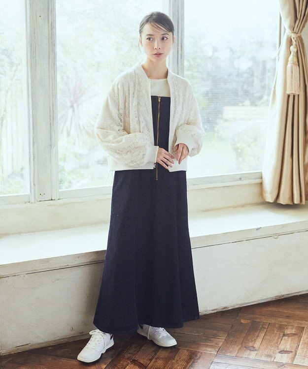 earth music&ecology バックレースアップデニムキャミワンピース Indigo