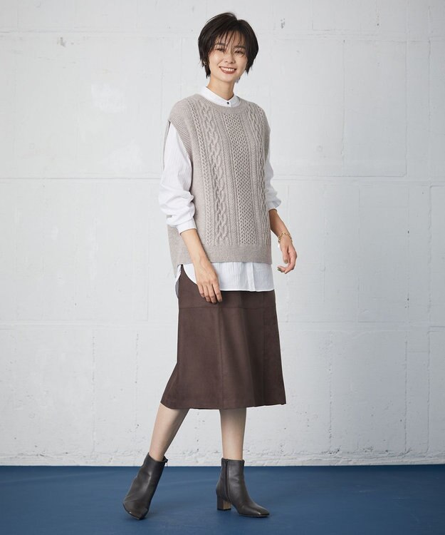 J.PRESS LADIES 【洗える】ソフィーヌスエード スカート ブラウン系