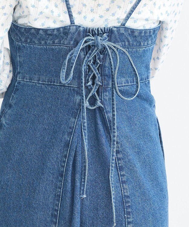 earth music&ecology バックレースアップデニムキャミワンピース Medium Indigo