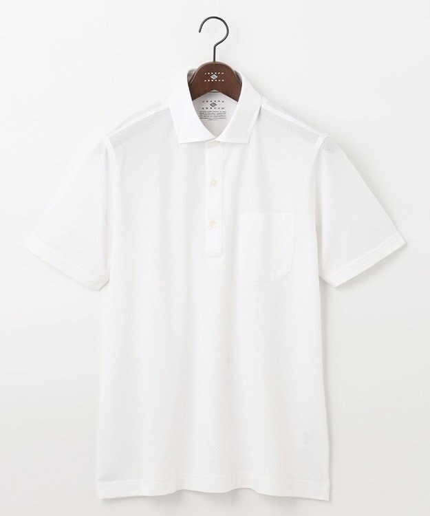 JOSEPH ABBOUD 【オーガニックコットン使用】ブロックサッカーポロシャツ ホワイト系