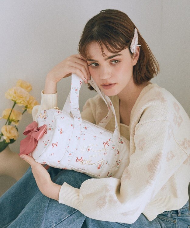 Maison de FLEUR フラワーリボンプリント2Wayボストンバッグ Red