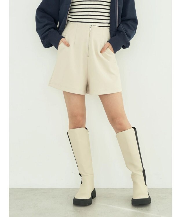 earth music&ecology フロントジップショートパンツ Beige