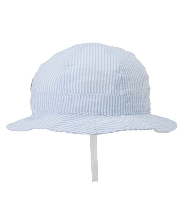 MIKI HOUSE HOT BISCUITS 【44-54cm】サッカー素材 ストライプ柄クロッシェ(帽子) ブルー