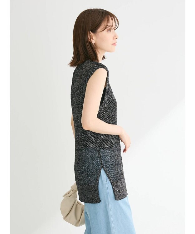 Green Parks スパンコールニットベスト Black