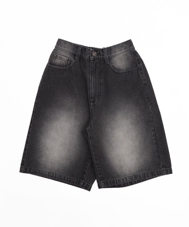 WEGO 【SMサイズ展開】ヴィンテージウォッシュデニムハーフパンツ ブラック