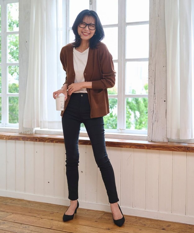 WEGO 【WEB限定/2025年秋冬新作//洗濯OK/毛玉レス/MLXLサイズ展開/オフィス/カジュアル】ベーシックニットカーディガン ブラウン