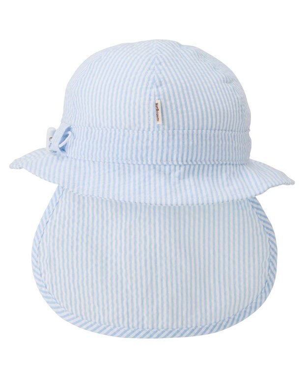 MIKI HOUSE HOT BISCUITS 【44-54cm】サッカー素材 ストライプ柄クロッシェ(帽子) ブルー