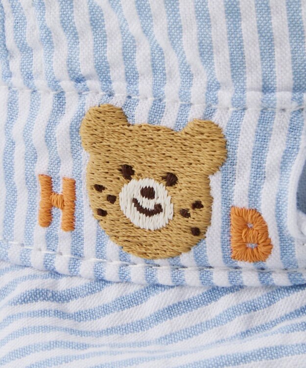 MIKI HOUSE HOT BISCUITS 【44-54cm】サッカー素材 ストライプ柄クロッシェ(帽子) ブルー