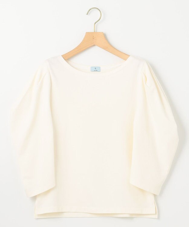 組曲 L ミニ裏毛ボリュームタックスリーブ カットソー アイボリー系