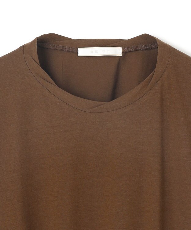 BEIGE， 【BEIGE,ecru/WEB限定・洗える】FINE DRY TOUCH / ねじりデザインコットンクルーネックTシャツ Brown