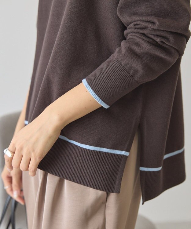 AMERICAN HOLIC バイカラークルーネックニットプルオーバー Brown