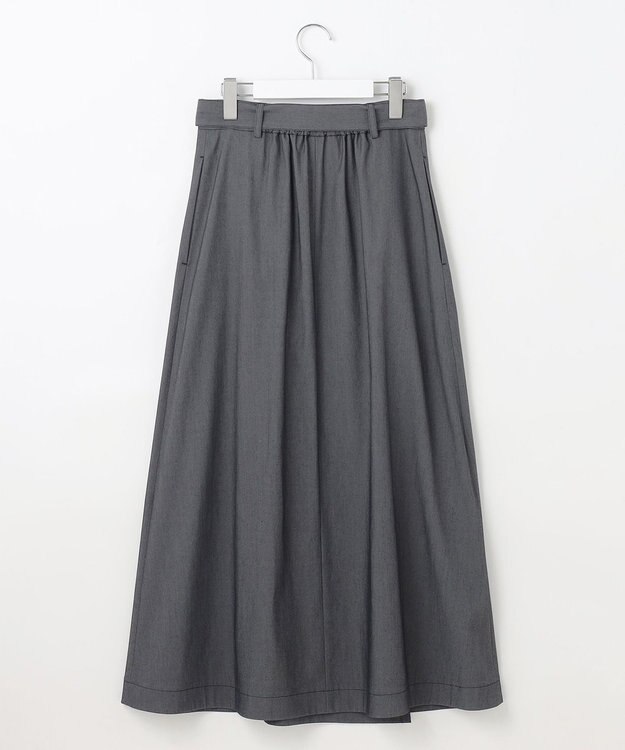 自由区 L 【カタログ掲載・接触冷感・UVカット・洗える】デニムライクボトムフレア スカート インディゴ