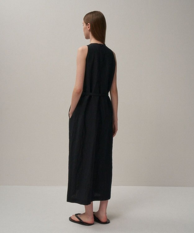 ATON CRISPY LINEN | タンクトップドレス BLACK