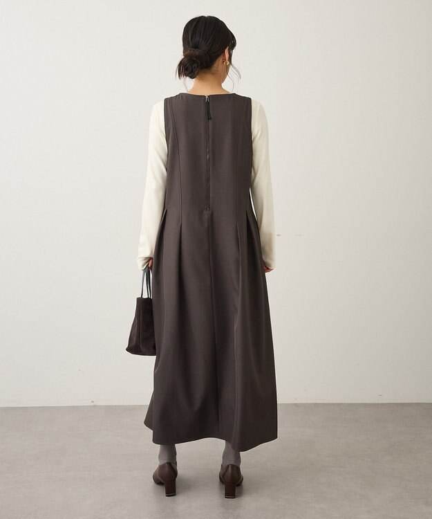 CRAFT STANDARD BOUTIQUE Vネックウェストタックジャンパースカート Dark Gray