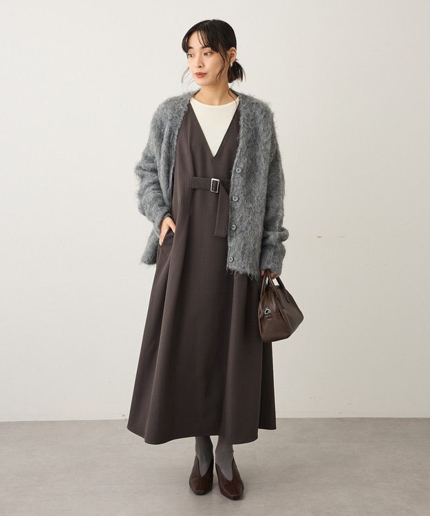 CRAFT STANDARD BOUTIQUE Vネックウェストタックジャンパースカート Dark Gray