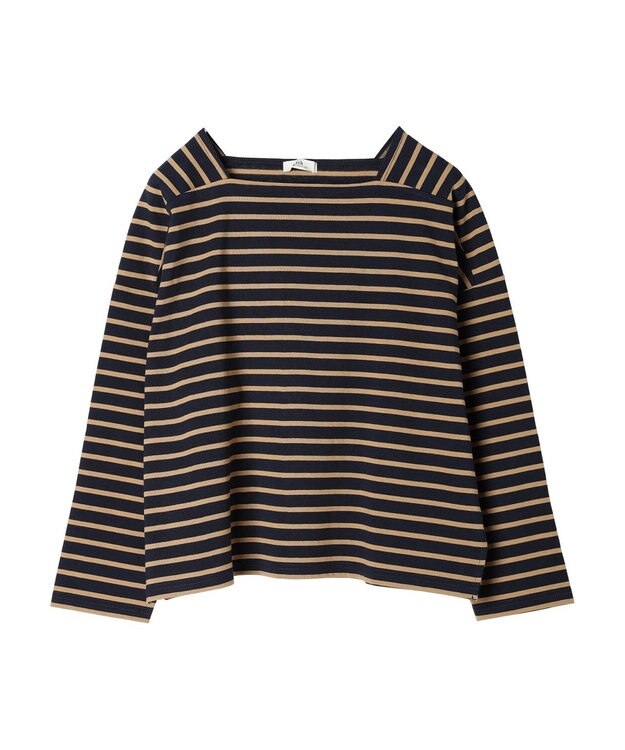 earth music&ecology スクエアボーダープルオーバー Navy