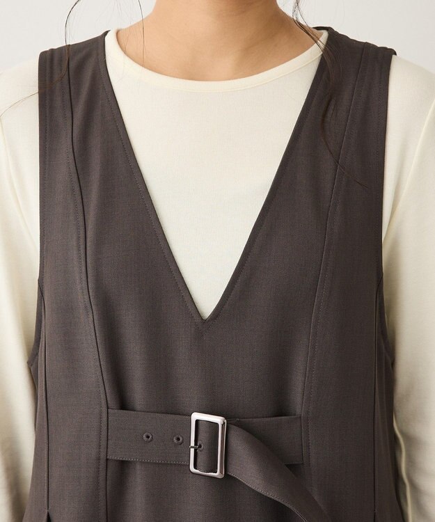 CRAFT STANDARD BOUTIQUE Vネックウェストタックジャンパースカート Dark Gray