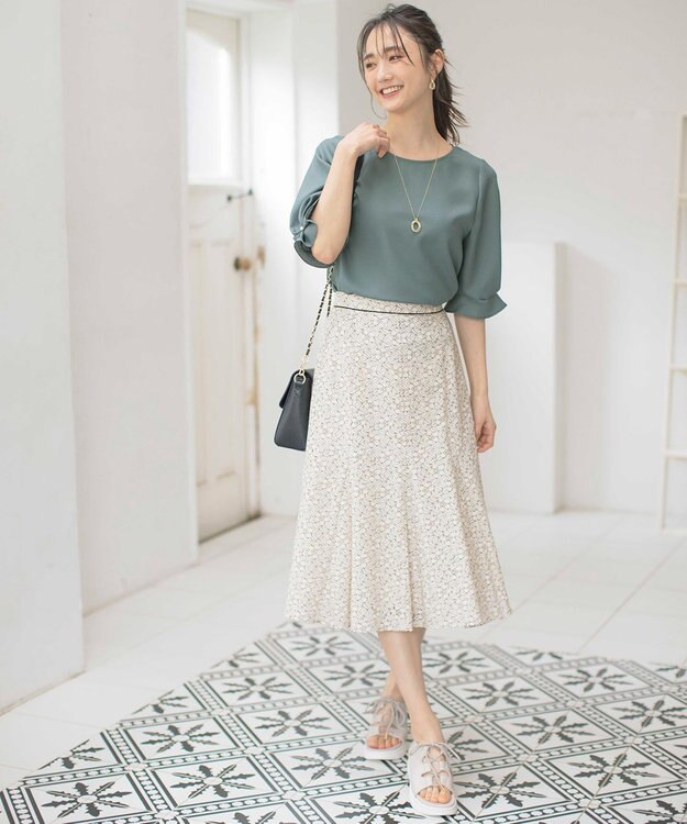 ANY SIS S 【速乾・接触冷感】スムージーポリエステル クルーネック ブラウス スモーキーミント