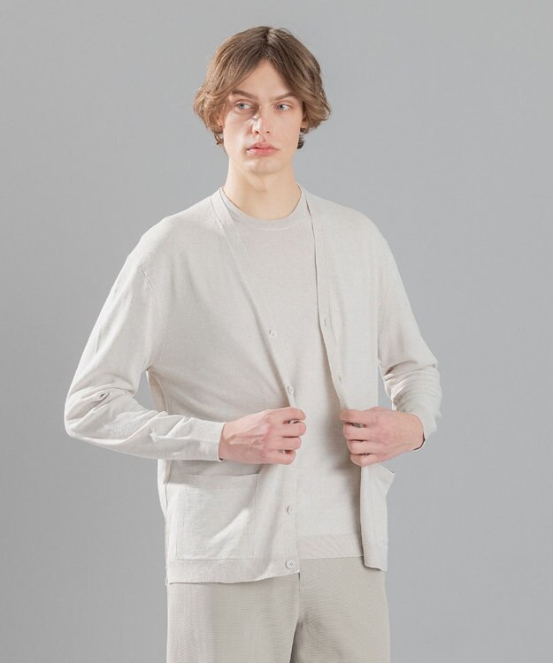 JOSEPH HOMME リネンナイロンプレーン　Ｖネックカーディガン ホワイト系