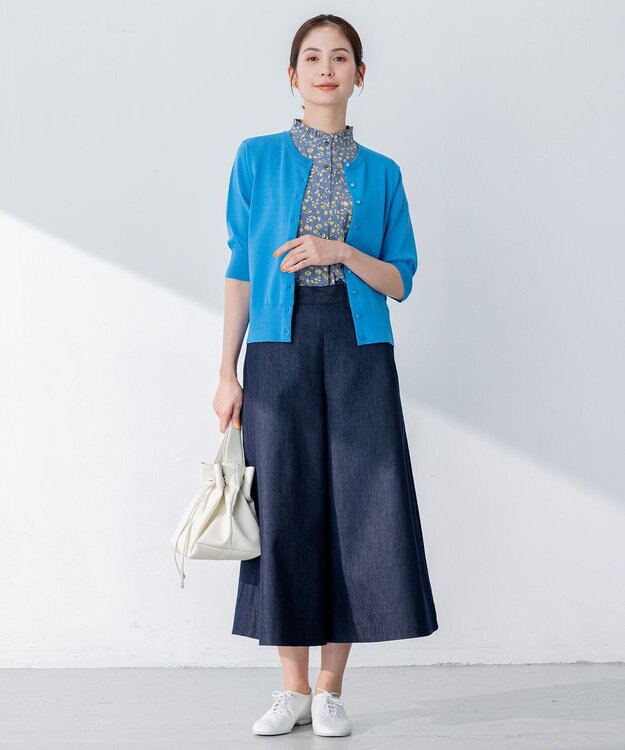 組曲 【大人気シリーズ】ギャザーライトデシン ブラウス 【WEB限定】ブルー系9