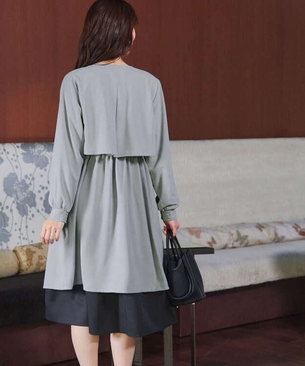 Tiaclasse タックヨーク着流しパフスリ－ブコート ライトグレー