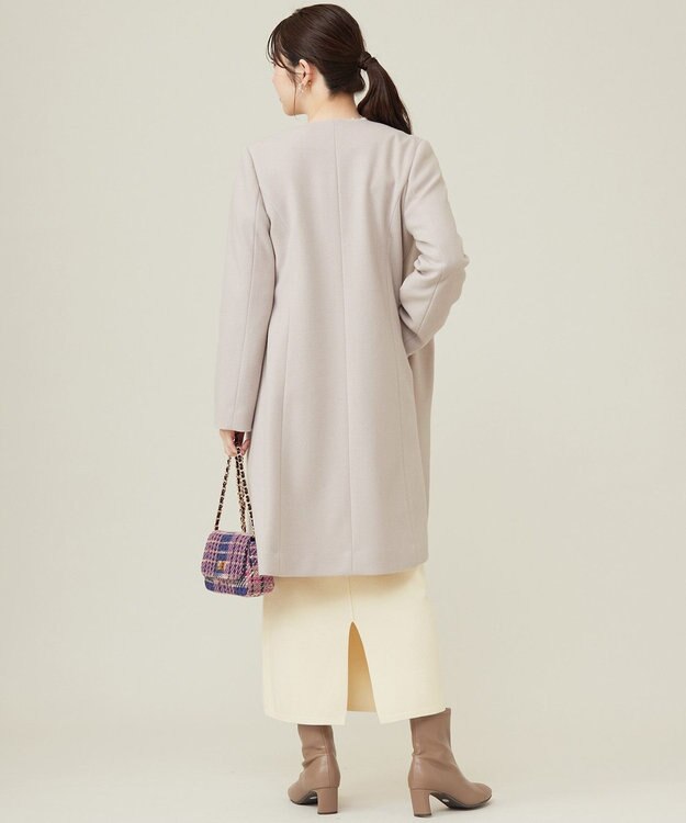 ANY SIS L ウールライクノーカラー ロングコート ライトベージュ