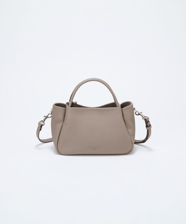 TOPKAPI 【Breath TOPKAPI】シュリンクレザー ショルダー付き ミニ トートバッグ / チャーム付き グレージュ