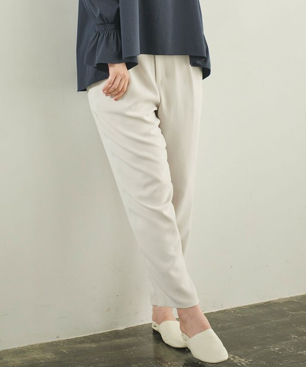 #Newans 【洗える】ジョーゼットテーパードパンツ ホワイト系