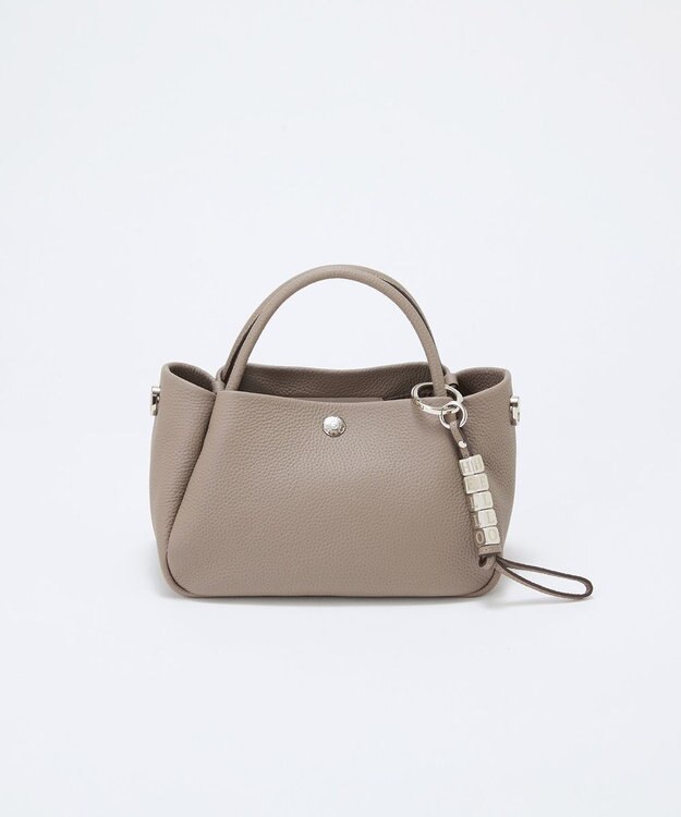 TOPKAPI 【Breath TOPKAPI】シュリンクレザー ショルダー付き ミニ トートバッグ / チャーム付き グレージュ