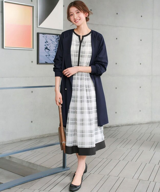 Tiaclasse タックヨーク着流しパフスリ－ブコート ネイビー