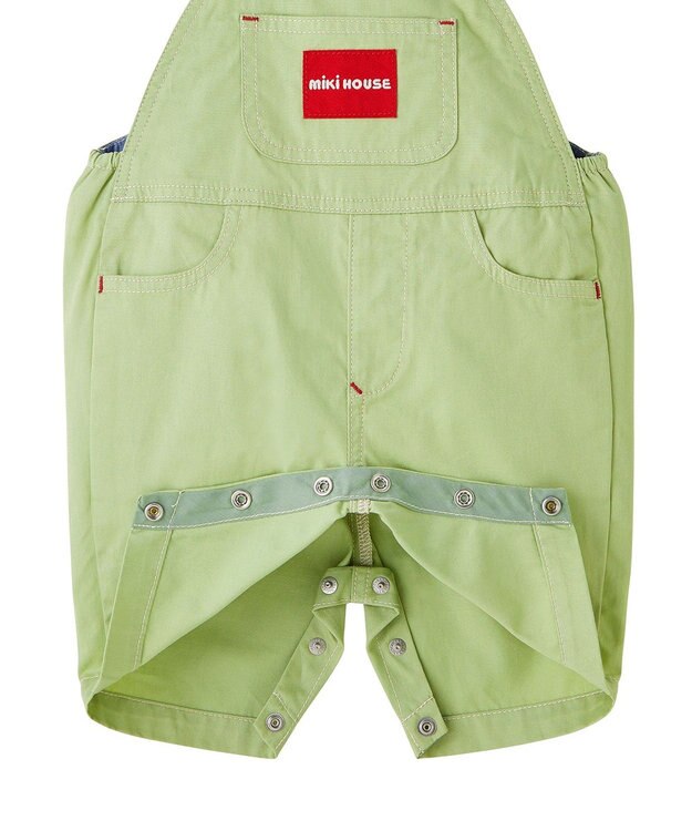 MIKI HOUSE HOT BISCUITS 【ミキハウス】【70-100cm】６分丈オーバーオール ストームグリーン