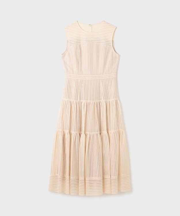 GRACE CONTINENTAL ストライプレースフレアドレス ベージュ