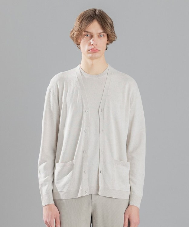 JOSEPH HOMME リネンナイロンプレーン　Ｖネックカーディガン ホワイト系