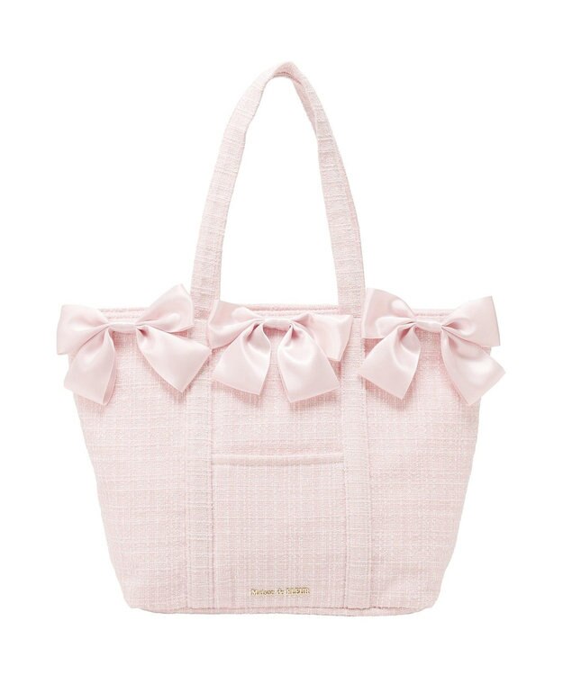 Maison de FLEUR ツイードボリュームリボントートバッグ Pink