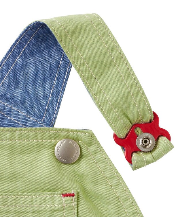 MIKI HOUSE HOT BISCUITS 【ミキハウス】【70-100cm】６分丈オーバーオール ストームグリーン